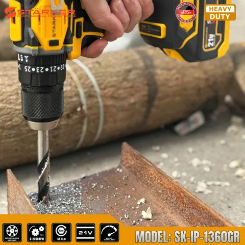 Máy Khoan Pin 21V Brushless, Mũi 13mm, Có Búa, Màu Vàng - ảnh 10