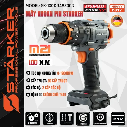 Máy Khoan Pin 21V Brushless, Mũi 13mm, Lực Siết 100N·m - ảnh 9