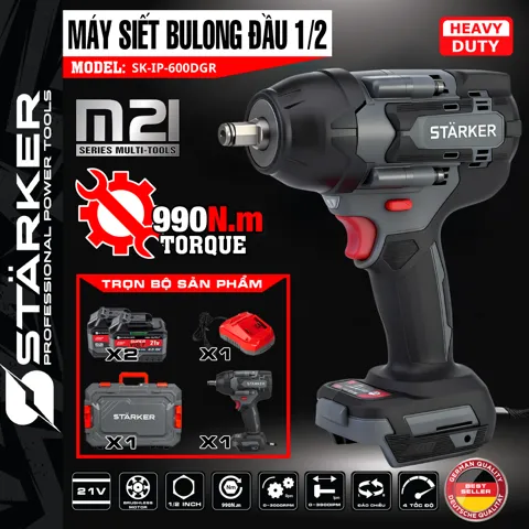 Máy Siết Bulong Pin 20V Brushless, Lực Siết 700N·m, Auto-Stop, Chân Pin M21 - ảnh 10