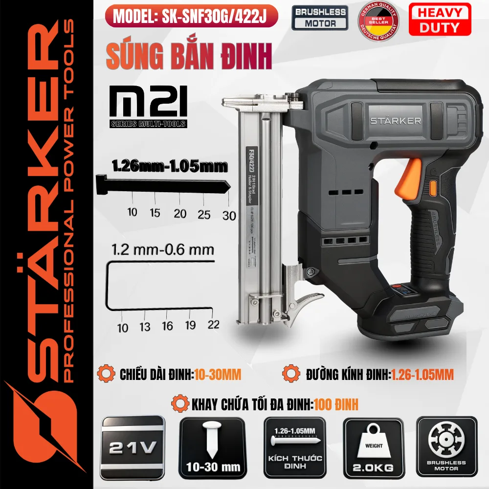 Máy Bắn Đinh Pin 21V Brushless, Chân M21