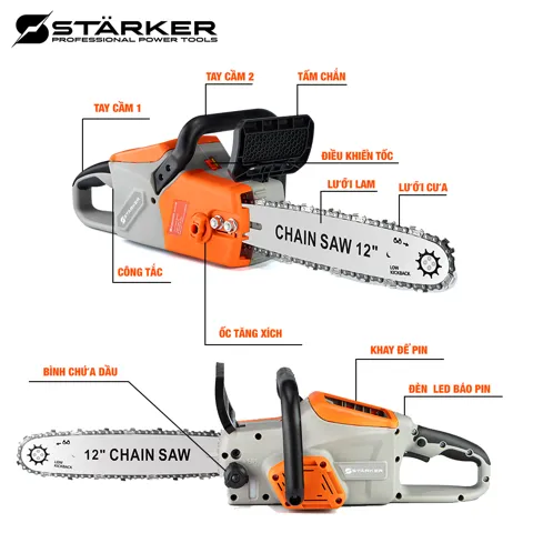 Máy Cưa Xích Pin 12 Inch Brushless 1000W, Tốc Độ 6500rpm, Cắt 30cm - ảnh 3