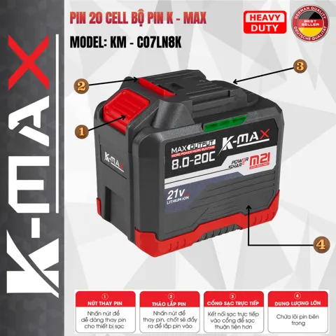 Combo 2 Pin + 1 Sạc K-MAX 21V - ảnh 2