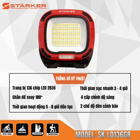 Đèn LED Chiếu Sáng Cầm Tay, Siêu Sáng, Pin Lithium Sạc Lại - ảnh 3