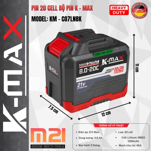 Combo 2 Pin + 1 Sạc K-MAX 21V - ảnh 8