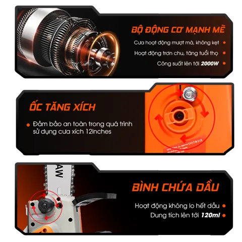 Máy Cưa Xích Pin 12 Inch Brushless 1000W, Tốc Độ 6500rpm, Cắt 30cm - ảnh 5