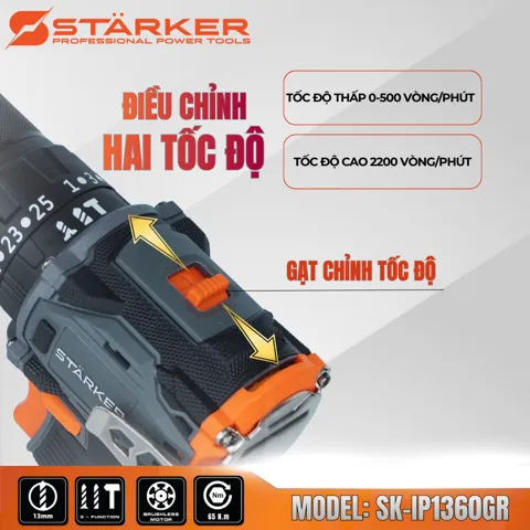 Máy Khoan Pin 21V Brushless, Mũi 13mm, Có Búa, Màu Cam - ảnh 3