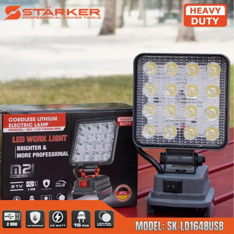 Đèn LED Cầm Tay Pin 21V, 16-57 Bóng Siêu Sáng, Công Suất 48W-230W, Xoay 180°, Chân Pin M21, Có Cổng USB - ảnh 4