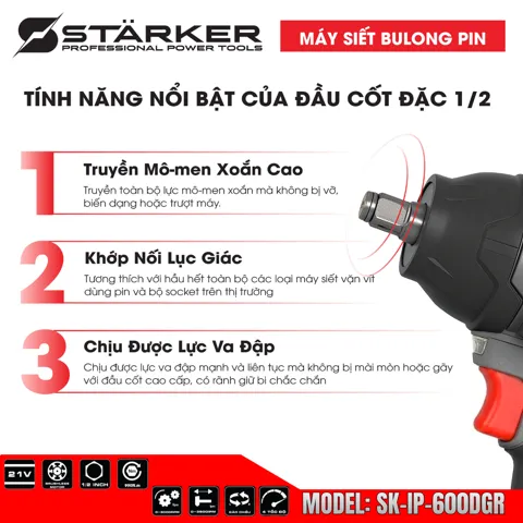 Máy Siết Bulong Pin 20V Brushless, Lực Siết 700N·m, Auto-Stop, Chân Pin M21 - ảnh 5