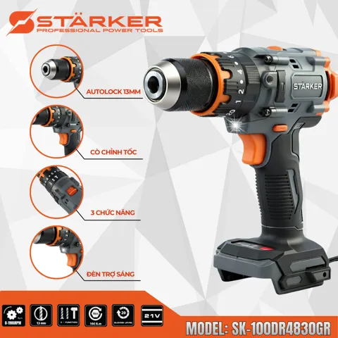 Máy Khoan Pin 21V Brushless, Mũi 13mm, Lực Siết 100N·m - ảnh 8