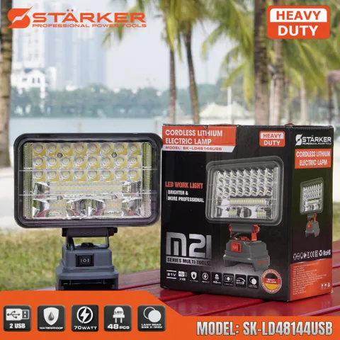 Đèn LED Cầm Tay Pin 21V, 16-57 Bóng Siêu Sáng, Công Suất 48W-230W, Xoay 180°, Chân Pin M21, Có Cổng USB - ảnh 5