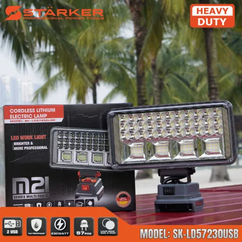 Đèn LED Cầm Tay Pin 21V, 16-57 Bóng Siêu Sáng, Công Suất 48W-230W, Xoay 180°, Chân Pin M21, Có Cổng USB - ảnh 6