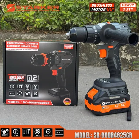 Máy Khoan Pin 21V Brushless, Mũi 13mm, Lực Siết 90N·m, Màu Xám Cam - ảnh 7