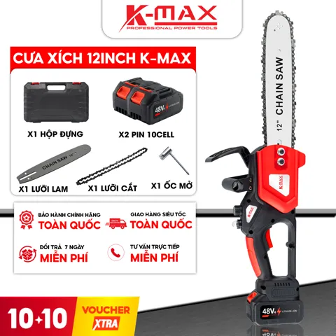 Máy Cưa Xích Pin 12 Inch Brushless 800W, Cắt 30cm, Màu Đỏ - ảnh 9