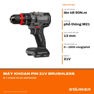 Máy Khoan Pin 21V Brushless, Mũi 13mm, Lực Siết 90N·m - ảnh 2