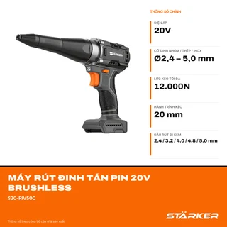 Máy Rút Đinh Tán Pin 20V Brushless, Rút Nhôm/Thép/Inox Ø2,4–5,0mm - ảnh 9