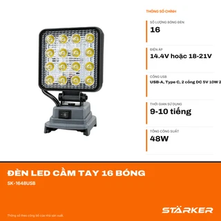 Đèn LED Cầm Tay 16 Bóng, 27W, Sạc USB - ảnh 2