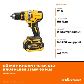 Bộ Máy Khoan Pin 13mm Brushless, Lực Siết 90N·m, Chân Pin M21 - ảnh 9