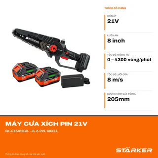 Máy Cưa Xích Pin 21V, 8 Inch Brushless, Cắt 205mm, Kèm 2 Pin + Sạc - ảnh 2