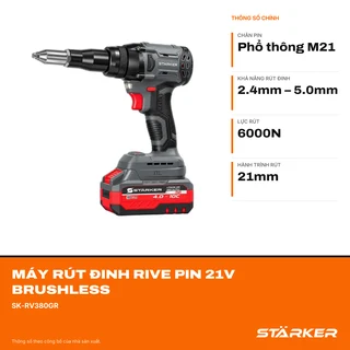 Máy Rút Đinh Rive Pin 21V Brushless, Chân M21 - ảnh 2
