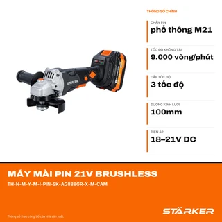 Máy Mài Pin 21V Brushless, Lưỡi 100mm, 3 Tốc Độ, Màu Xám Cam - ảnh 2