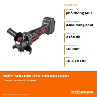 Máy Mài Pin 21V Brushless, Lưỡi 100mm, 3 Tốc Độ, Màu Xám Đỏ - ảnh 2