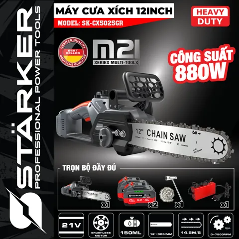 Máy Cưa Xích Pin 12 Inch Brushless 800W, Lam 30cm, Chân Pin Phổ Thông - ảnh 9