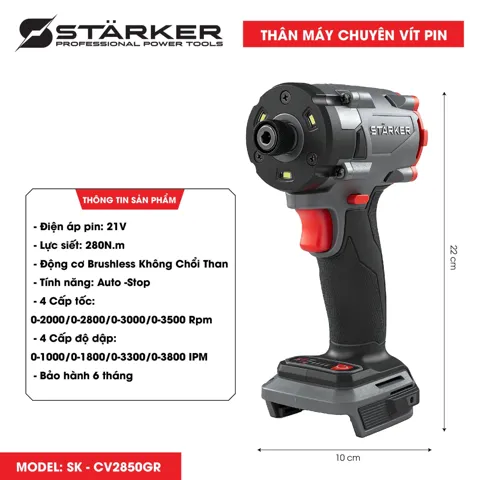Máy Bắn Vít Pin 21V Brushless, Lực Siết 280N·m, 4 Cấp Tốc - ảnh 8