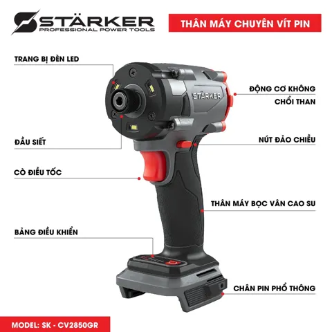 Máy Bắn Vít Pin 21V Brushless, Lực Siết 280N·m, 4 Cấp Tốc - ảnh 3