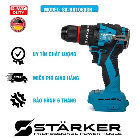 Máy Khoan Pin 21V Brushless, Mũi 10mm, Có Búa, Màu Xám/Đỏ/Xanh - ảnh 6