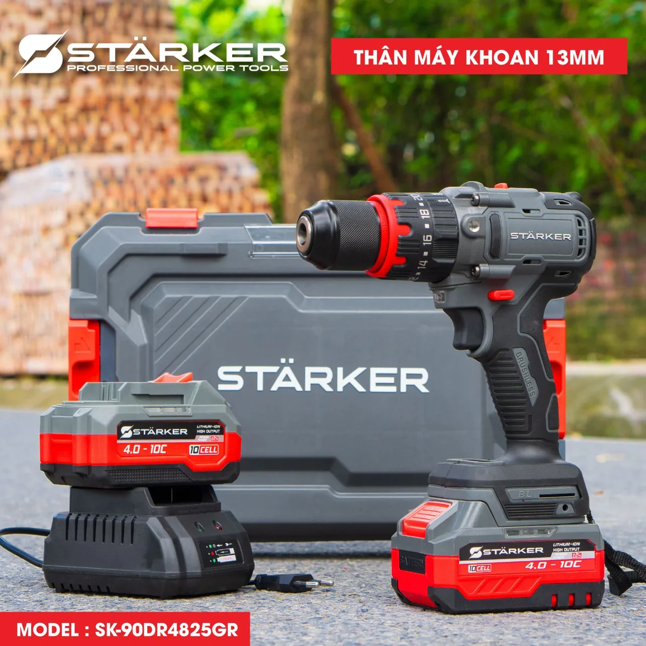 THÂN MÁY KHOAN PIN STARKER SK-90DR4825GR – 13MM KHÔNG CHỔI THAN 21V (KHÔNG KÈM PIN VÀ SẠC)