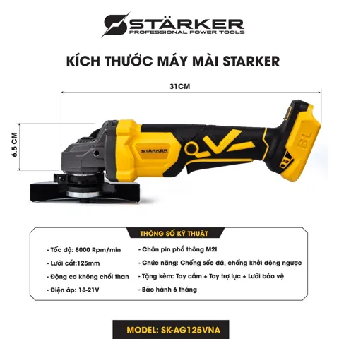 Máy Mài Pin 21V, Lưỡi 125mm, 3 Tốc Độ - ảnh 3