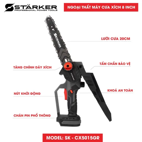 Máy Cưa Xích Pin 21V, 8 Inch Brushless, Cắt 205mm, Kèm 2 Pin + Sạc - ảnh 4