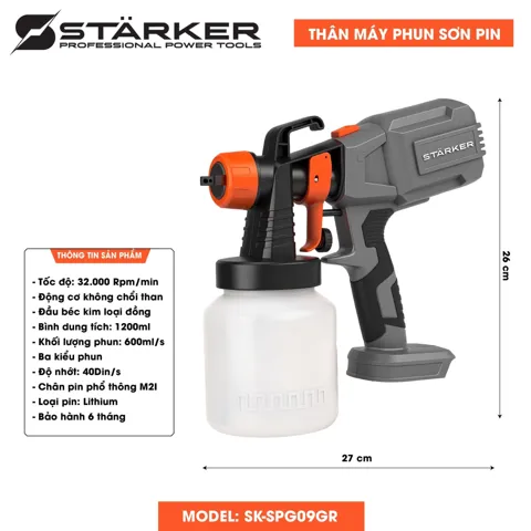 Máy Phun Sơn Pin 20V, Phun Đều Mịn, Chân Pin M21 - ảnh 3