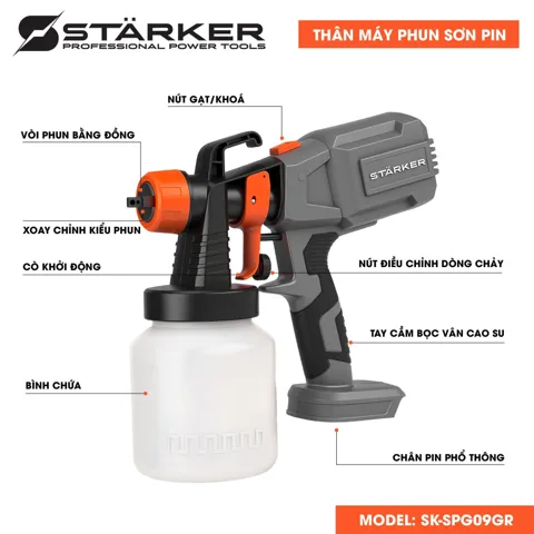 Máy Phun Sơn Pin 20V, Phun Đều Mịn, Chân Pin M21 - ảnh 6