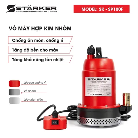 Máy Bơm Nước Chìm Pin 21V, Công Suất 120W, Bơm Cao 15m - ảnh 4