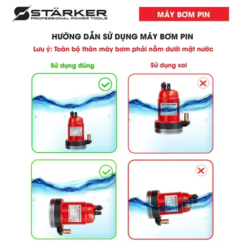 Máy Bơm Nước Chìm Pin 21V, Công Suất 120W, Bơm Cao 15m - ảnh 9