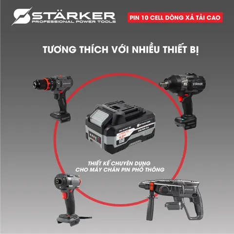 Pin Máy Khoan 21V, 10 Cell, 4.0Ah, Dòng Xả Tải Cao, Cell EVE 18650 - ảnh 5