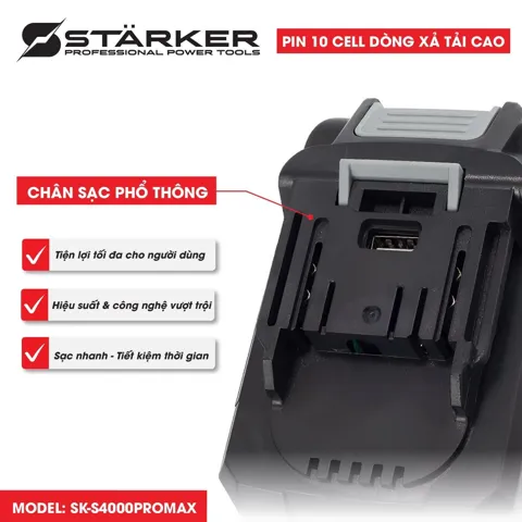 Pin Máy Khoan 21V, 10 Cell, 4.0Ah, Dòng Xả Tải Cao, Cell EVE 18650 - ảnh 7