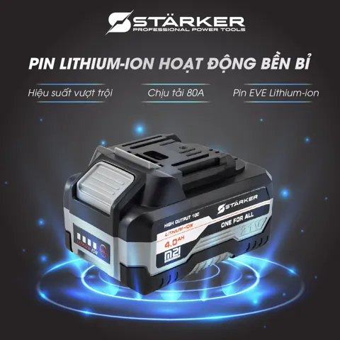 Pin Máy Khoan 21V, 10 Cell, 4.0Ah, Dòng Xả Tải Cao, Cell EVE 18650 - ảnh 8