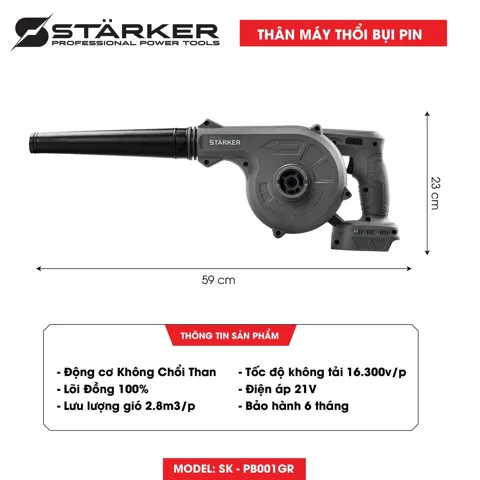 Máy Thổi Bụi Pin 21V Brushless, Thổi Lá - Hút Bụi - Bơm Hơi - ảnh 2