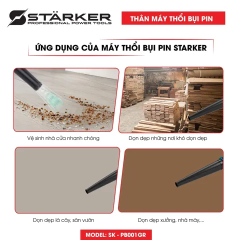 Máy Thổi Bụi Pin 21V Brushless, Thổi Lá - Hút Bụi - Bơm Hơi - ảnh 4