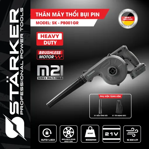 Máy Thổi Bụi Pin 21V Brushless, Thổi Lá - Hút Bụi - Bơm Hơi - ảnh 8