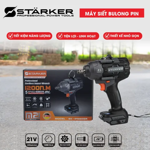 Máy Siết Bulong Pin 20V Brushless, Lực Siết 1200N·m, 3 Cấp Tốc Độ, Đầu Bulong Đặc - ảnh 9