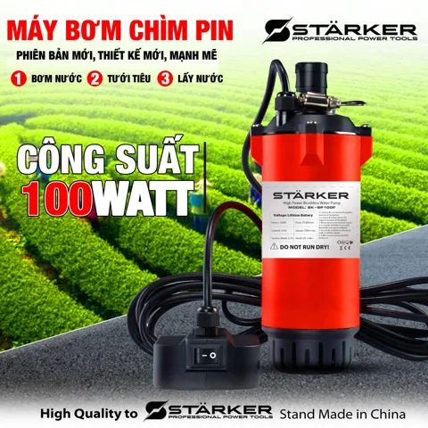 Máy Bơm Nước Chìm Pin 21V, Công Suất 100W, Lưu Lượng 80L/Phút