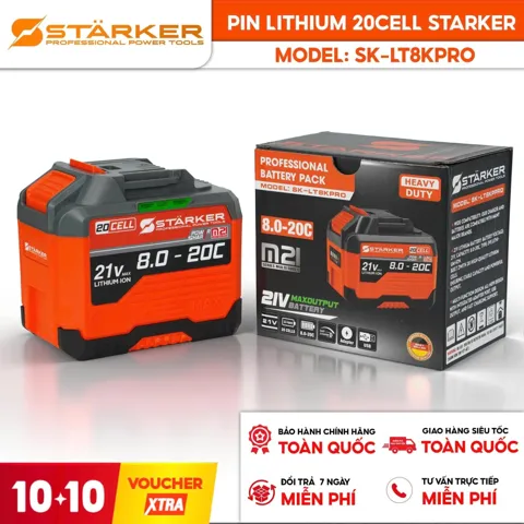 Pin 21V, 20 Cell, 5.2Ah, Lithium 18650, Dòng Xả 50A, Chân M21 Phổ Thông - ảnh 7