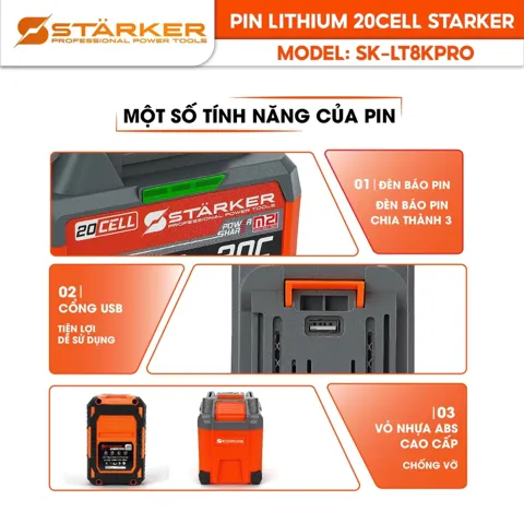 Pin 21V, 20 Cell, 5.2Ah, Lithium 18650, Dòng Xả 50A, Chân M21 Phổ Thông - ảnh 5